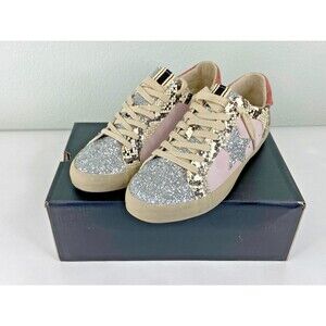Shu Shop Women Sneaker Pink Snakeskin Glitter Low Top NWT